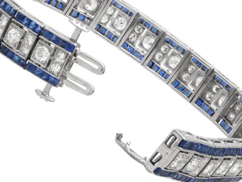 ANTIQUE 448CT SAPPHIRE AND 435CT DIAMOND PLATINUM LINE BRACELET CIRCA 1920 - ADDITIONAL PHOTO 13