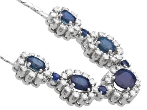 fig 6. Vintage 6.90ct Sapphire and 3.50ct Diamond 14ct White Gold Necklace 1965