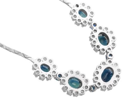 fig 7. Vintage 6.90ct Sapphire and 3.50ct Diamond 14ct White Gold Necklace 1965