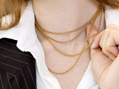 ANTIQUE FRENCH 18CT YELLOW GOLD LONGUARD CHAIN CIRCA 1900 - ADDITIONAL PHOTO 2