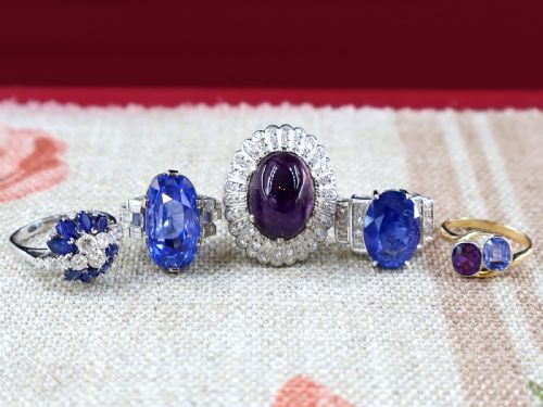fig 6. Vintage French Art Deco 9.28ct Ceylon Sapphire and 0.30ct Diamond 18ct White Gold Ring Circa 1950
