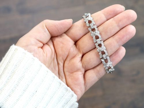 ANTIQUE 483CT DIAMOND AND PLATINUM BRACELET CIRCA 1925 - ADDITIONAL PHOTO 3