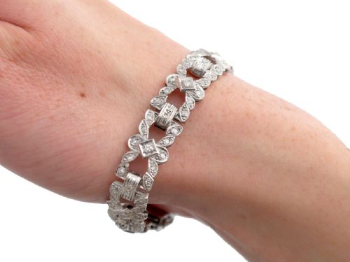 ANTIQUE 483CT DIAMOND AND PLATINUM BRACELET CIRCA 1925 - ADDITIONAL PHOTO 15