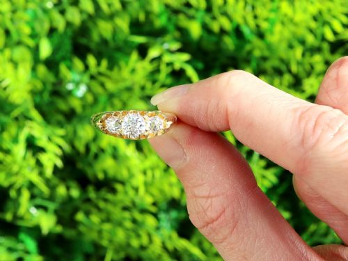fig 1. Antique 1.39ct Diamond and 18ct Yellow Gold Trilogy Ring Circa 1900