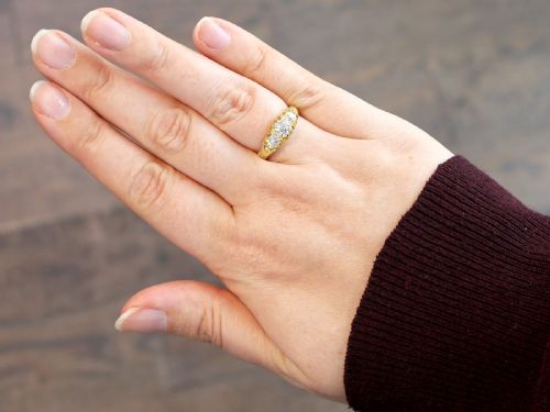 fig 3. Antique 1.39ct Diamond and 18ct Yellow Gold Trilogy Ring Circa 1900