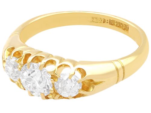 fig 7. Antique 1.39ct Diamond and 18ct Yellow Gold Trilogy Ring Circa 1900