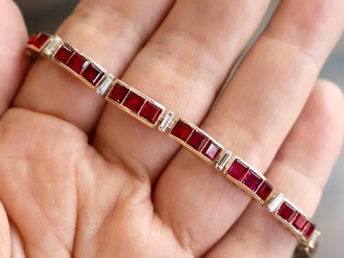 VINTAGE 1143CT RUBY AND 098CT DIAMOND 8CT ROSE GOLD BRACELET CIRCA 1940 - ADDITIONAL PHOTO 3