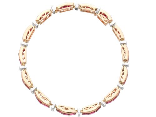 VINTAGE 1143CT RUBY AND 098CT DIAMOND 8CT ROSE GOLD BRACELET CIRCA 1940 - ADDITIONAL PHOTO 4