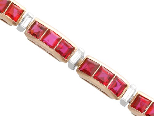 VINTAGE 1143CT RUBY AND 098CT DIAMOND 8CT ROSE GOLD BRACELET CIRCA 1940 - ADDITIONAL PHOTO 5