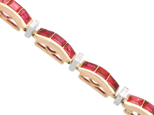 VINTAGE 1143CT RUBY AND 098CT DIAMOND 8CT ROSE GOLD BRACELET CIRCA 1940 - ADDITIONAL PHOTO 6