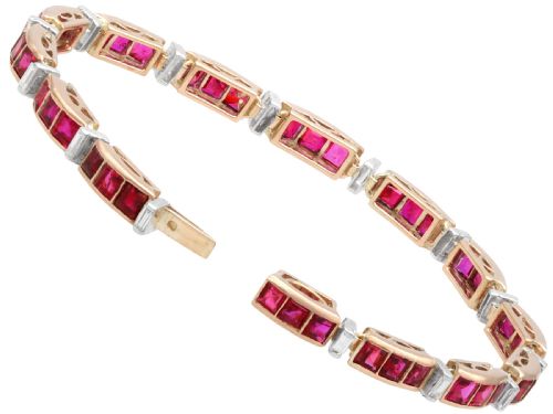 VINTAGE 1143CT RUBY AND 098CT DIAMOND 8CT ROSE GOLD BRACELET CIRCA 1940 - ADDITIONAL PHOTO 8