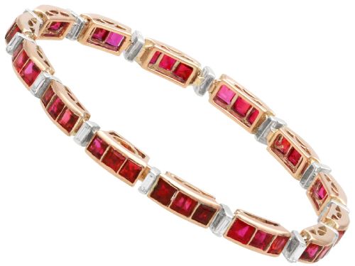 VINTAGE 1143CT RUBY AND 098CT DIAMOND 8CT ROSE GOLD BRACELET CIRCA 1940 - ADDITIONAL PHOTO 9