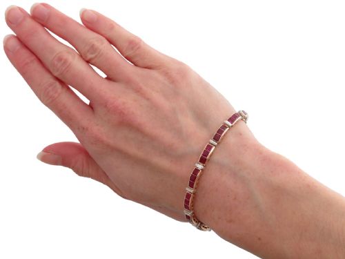 VINTAGE 1143CT RUBY AND 098CT DIAMOND 8CT ROSE GOLD BRACELET CIRCA 1940 - ADDITIONAL PHOTO 12