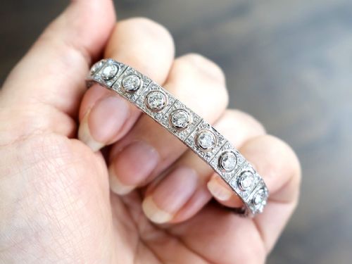 ANTIQUE 467CT DIAMOND AND 18K WHITE GOLD BRACELET CIRCA 1925 - ADDITIONAL PHOTO 3