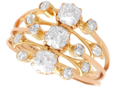 Antique 1.40ct Diamond and 18ct Yellow Gold Dress Ring Circa 1895
