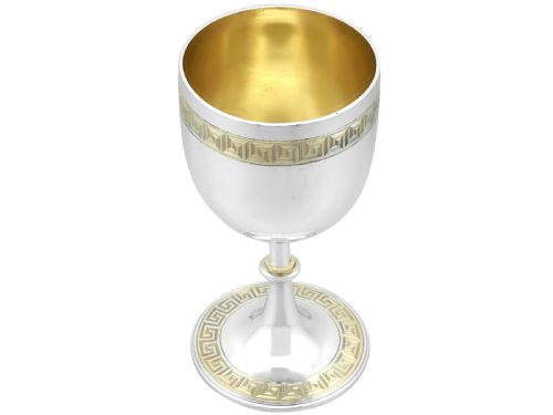 ANTIQUE VICTORIAN STERLING SILVER PARCEL GILT GOBLET 1871 - ADDITIONAL PHOTO 1