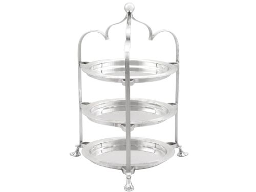 ANTIQUE EDWARDIAN STERLING SILVER MINIATURE CAKE STAND - ADDITIONAL PHOTO 4