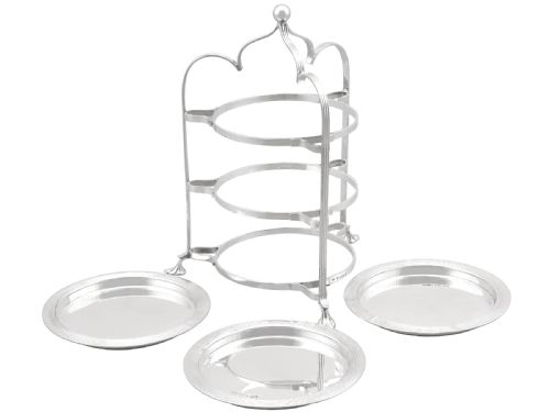 ANTIQUE EDWARDIAN STERLING SILVER MINIATURE CAKE STAND - ADDITIONAL PHOTO 6