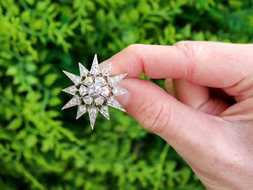 ANTIQUE 281CT DIAMOND AND SILVER SET STAR BROOCHPENDANT CIRCA 1880 - ADDITIONAL PHOTO 1