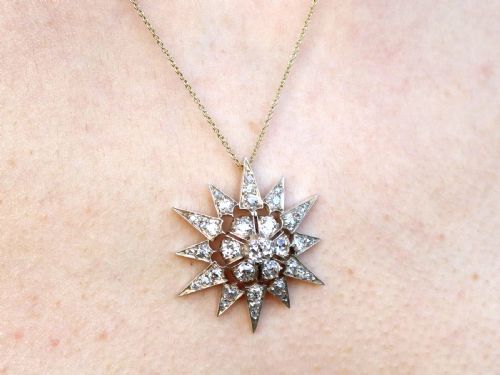 ANTIQUE 281CT DIAMOND AND SILVER SET STAR BROOCHPENDANT CIRCA 1880 - ADDITIONAL PHOTO 15