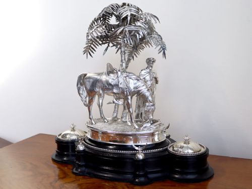 fig 1. Antique Victorian Rare Sterling Silver Inkstand / Centrepiece
