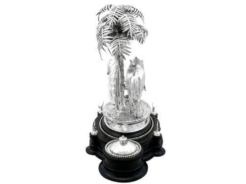 fig 3. Antique Victorian Rare Sterling Silver Inkstand / Centrepiece
