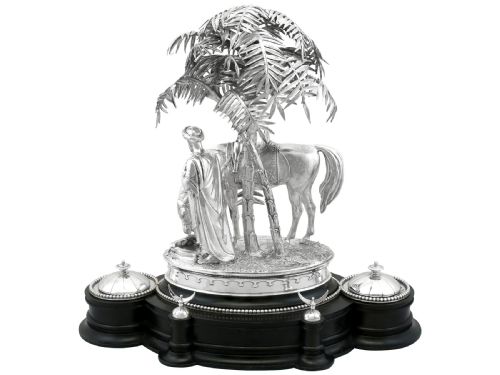 fig 4. Antique Victorian Rare Sterling Silver Inkstand / Centrepiece