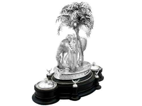 fig 5. Antique Victorian Rare Sterling Silver Inkstand / Centrepiece