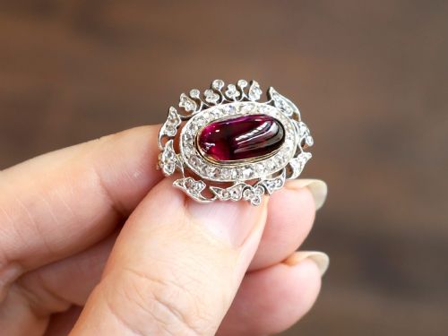 ANTIQUE 391CT GARNET AND 095CT DIAMOND 10CT YELLOW GOLD BROOCH CIRCA 1870 - ADDITIONAL PHOTO 2