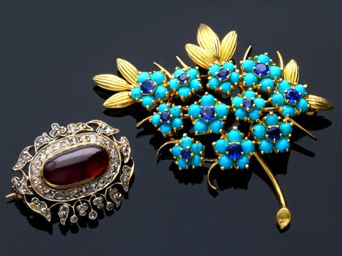 ANTIQUE 391CT GARNET AND 095CT DIAMOND 10CT YELLOW GOLD BROOCH CIRCA 1870 - ADDITIONAL PHOTO 5