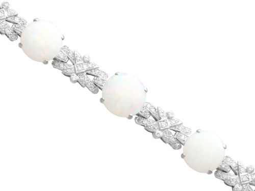 VINTAGE 941CT WHITE OPAL 252CT DIAMOND AND 18CT WHITE GOLD BRACELET CIRCA 1950 - ADDITIONAL PHOTO 8