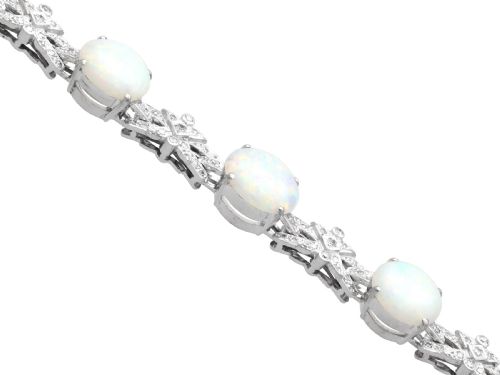 VINTAGE 941CT WHITE OPAL 252CT DIAMOND AND 18CT WHITE GOLD BRACELET CIRCA 1950 - ADDITIONAL PHOTO 9