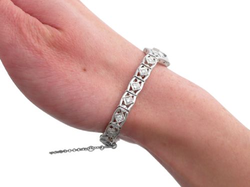 VINTAGE 179CT DIAMOND AND 14CT WHITE GOLD BRACELET CIRCA 1950 - ADDITIONAL PHOTO 12