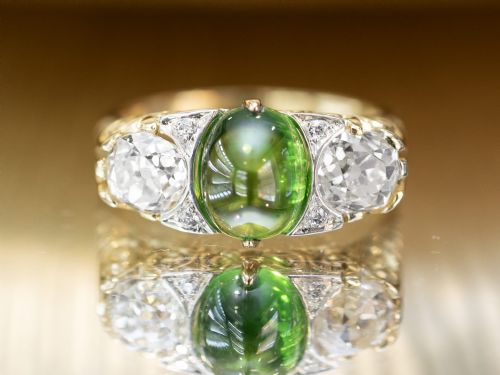 fig 5. Antique 2.54ct Demantoid Garnet and 1.58ct Diamond 18ct Yellow Gold Ring Circa 1900