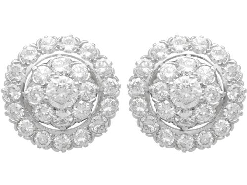 fig 7. Vintage 5.97ct Diamond and 18ct White Gold Cluster Earrings Circa 1940