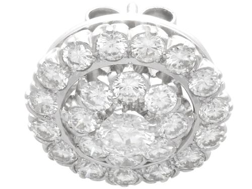 fig 8. Vintage 5.97ct Diamond and 18ct White Gold Cluster Earrings Circa 1940