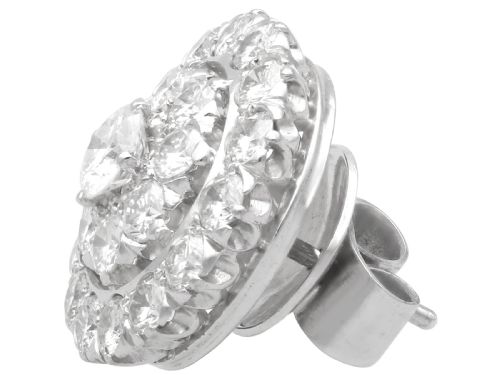 fig 9. Vintage 5.97ct Diamond and 18ct White Gold Cluster Earrings Circa 1940