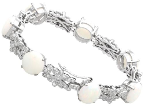 VINTAGE 941CT WHITE OPAL 252CT DIAMOND AND 18CT WHITE GOLD BRACELET CIRCA 1950 - ADDITIONAL PHOTO 12