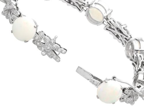 VINTAGE 941CT WHITE OPAL 252CT DIAMOND AND 18CT WHITE GOLD BRACELET CIRCA 1950 - ADDITIONAL PHOTO 13