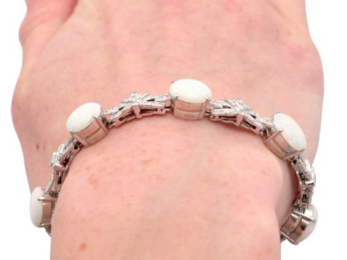 VINTAGE 941CT WHITE OPAL 252CT DIAMOND AND 18CT WHITE GOLD BRACELET CIRCA 1950 - ADDITIONAL PHOTO 17