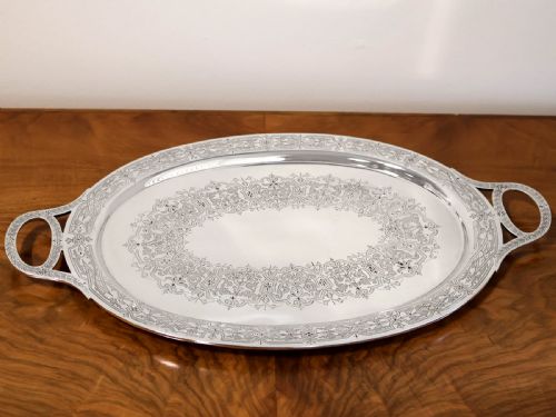 ANTIQUE VICTORIAN STERLING SILVER TRAY 1878 - ADDITIONAL PHOTO 2