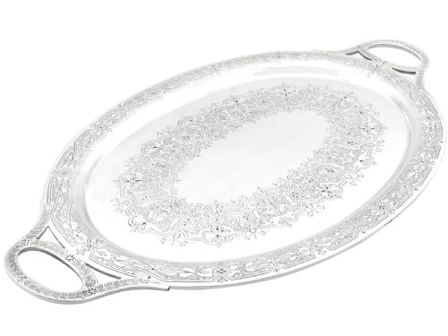 ANTIQUE VICTORIAN STERLING SILVER TRAY 1878 - ADDITIONAL PHOTO 3