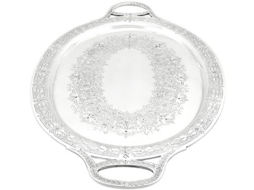ANTIQUE VICTORIAN STERLING SILVER TRAY 1878 - ADDITIONAL PHOTO 4