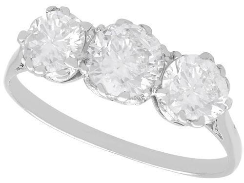 Antique 2.17ct Diamond and Platinum Trilogy Ring Circa 1925