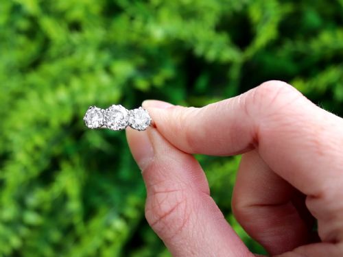 fig 1. Antique 2.17ct Diamond and Platinum Trilogy Ring Circa 1925