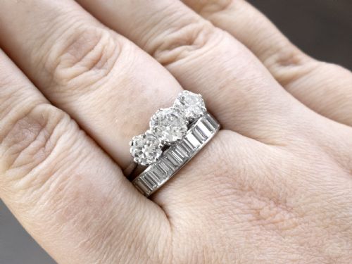 fig 4. Antique 2.17ct Diamond and Platinum Trilogy Ring Circa 1925