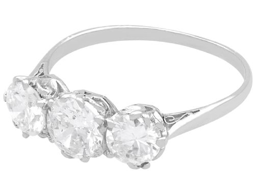 fig 6. Antique 2.17ct Diamond and Platinum Trilogy Ring Circa 1925
