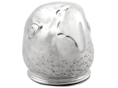 ANTIQUE GERMAN SILVER TABLE SNUFF PARROT BOX CIRCA 1900