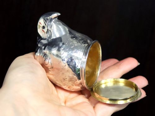 ANTIQUE GERMAN SILVER TABLE SNUFF PARROT BOX CIRCA 1900 - ADDITIONAL PHOTO 3