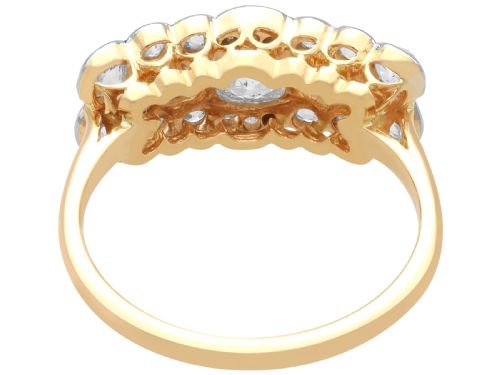 fig 8. An Edwardian 18ct yellow gold and platinum cluster ring set with multiple old-cut diamonds in a scalloped setting.
